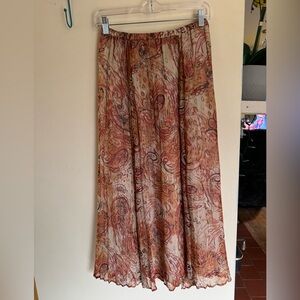 Chico's Rust and Cream Paisley Maxi Skirt